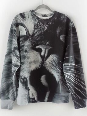 NWT TORY BURCH LTD ED. LONG SLEEVE CAT PORTRAIT CREW NECK TOP LARGE